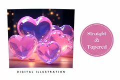 Colorful 3D Crystal Hearts Tumbler Wrap, Valentine's Day PNG Product Image 3