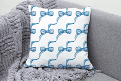 Blue Ribbon Bow Seamless Pattern, Digital Paper Product Image 3