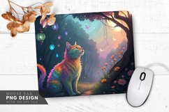 Glowing Rainbow Cat Majesty Mouse Pad PNG Design Product Image 1