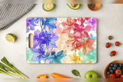 Rainbow Larkspur Flowers Cutting Boards sublimation Designs Product Image 3