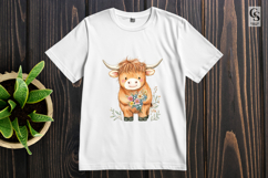 Highland Cow With Wildflower Bouquet Clipart PNG Product Image 3