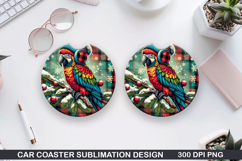 Tropical Bird Car Coaster Sublimation| Christmas Coaster PNG Product Image 1