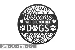 Welcome We Hope You Dog Laser Cut SVG, Dog Round Sign Design Product Image 2