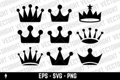 A black and white vector set of crown icons. Product Image 3