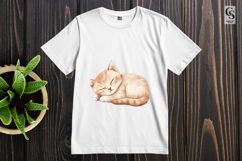 Sleeping Ginger Cat Watercolor Clipart Sublimation PNG Product Image 3