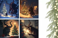 Spooky Christmas Pillowcase PNG, Winter Village Pillow Case Product Image 3