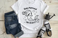 Baby mermaid on board SVG Design, Mermaid SVG Design Product Image 3