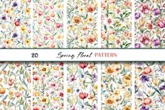 Colorful Spring Watercolor Flowers Seamless Digital Paper Product Image 3