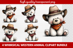 4 Whimsical Western Animal Clipart | Cute Cowboy Animals PNG Product Image 1