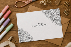 Mandala flowers printable sublimation design black white ill Product Image 3