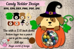 Halloween dog in pumpkin candy dome svg, paper cut template Product Image 1
