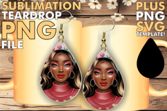 Unique TEARDROP Earrings Magic PNG, Afro Girl Product Image 1