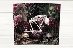 Gothic skull floral Skinny tumbler sublimation design Product Image 2