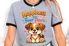 Happiness Has Four Paws Cute Puppy Shirt Design Product Image 3