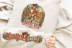 Cowgirl Chicken Front Sleeve PNG, Western Hen Sleeve Shirt D Product Image 3