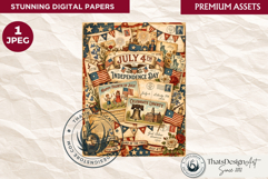 Patriotic Vintage 4th of July Junk Journal digital paper Product Image 1