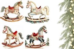 Watercolor Rocking Horse Pillowcase, Christmas Toy Pillow Product Image 3