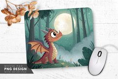Enchanting Dragon in a Moonlit Forest Mouse Pad PNG Design Product Image 1