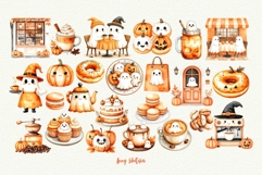 Cute Ghost Cafe Watercolor Clipart Product Image 3