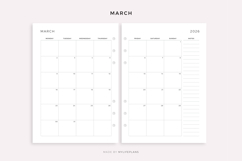 2026 Monthly Calendar on Two Pages with Notes, Printable Product Image 3