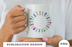 Watercolor Colorful Crayons Frame png Product Image 3