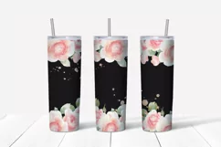 Watercolor roses gold Skinny tumbler wrap design Product Image 5