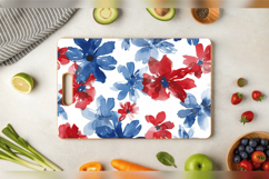 Patriotic Watercolor Flower Cutting Boards sublimation Desig Product Image 3