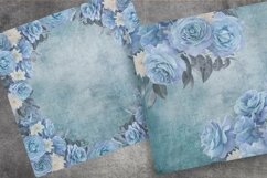 Floral Scrapbooking Paper | Blue Roses Background Product Image 4
