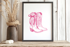 Pink Coquette Bow Cowboy Boot Print Product Image 3