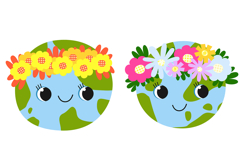 Cute Earth Day Clipart Set: Kawaii Planet Earth Characters w Product Image 6