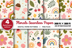 Checkered Florals Seamless Pattern PNG Product Image 1
