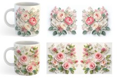3D Flowers Mug Wrap | Sublimation Coffee Cup Product Image 6