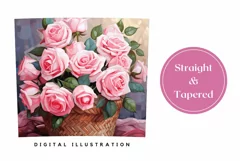 Pink Roses Tumbler Sublimation, Valentines Tumbler Wrap PNG Product Image 3