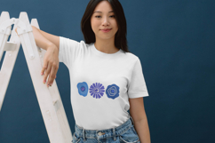 Blue Abstract Flower Trio Modern Embroidery Design Product Image 3