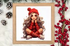 Cute Christmas Little Girl Sublimation Clipart Product Image 3