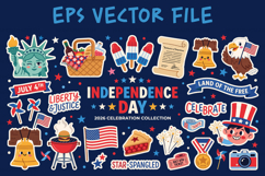 Sticker Bundle Cute Independence Day for Crafters - EPS File Product Image 1
