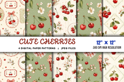 Cute Cherries Digital Paper JPG Product Image 1