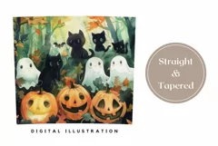 Halloween Black Cats Tumbler Wrap, Funny Pumpkins Tumbler Product Image 3