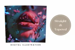Glitter Lips Tumbler Wrap, Floral Tumbler Sublimation Product Image 3