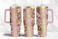 40oz Tumbler laser svg| Monstera Tropic flowers pattern wrap Product Image 4