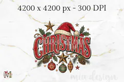 Christmas PNG, Vintage Santa Hat Holiday Sublimation Product Image 2