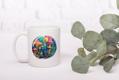 Night Forest Illustration, Neon Mushrooms PNG Product Image 3