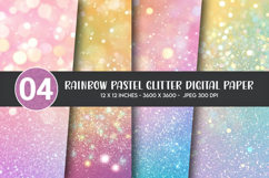 Rainbow Pastel Glitter Digital Paper Product Image 1