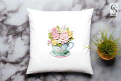 Floral Teacup Clipart Sublimation PNG Product Image 3