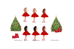 Christmas Girl Clipart Set | 13 PNG Holiday Fashion Woman Product Image 2