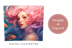 Pink Hair Mermaid Sublimation Design, Kawaii Mermaid Wrap Product Image 3