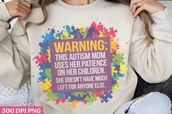 Warning PNG, Autism Sublimation PNG Product Image 3