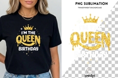 I'm The Queen Birthday PNG | Gold Glitter Crown Birthday Product Image 1