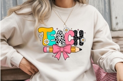 TEACH Sublimation Design | Leopard Print Teacher PNG | Retro Product Image 2
