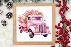 Pink Christmas Car clipart Sublimation, Christmas clipart Product Image 3